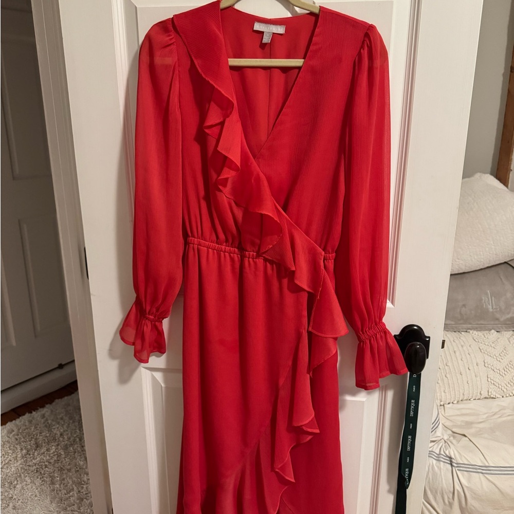 Chelsea28 Vibrant Red Long Sleeve Dress